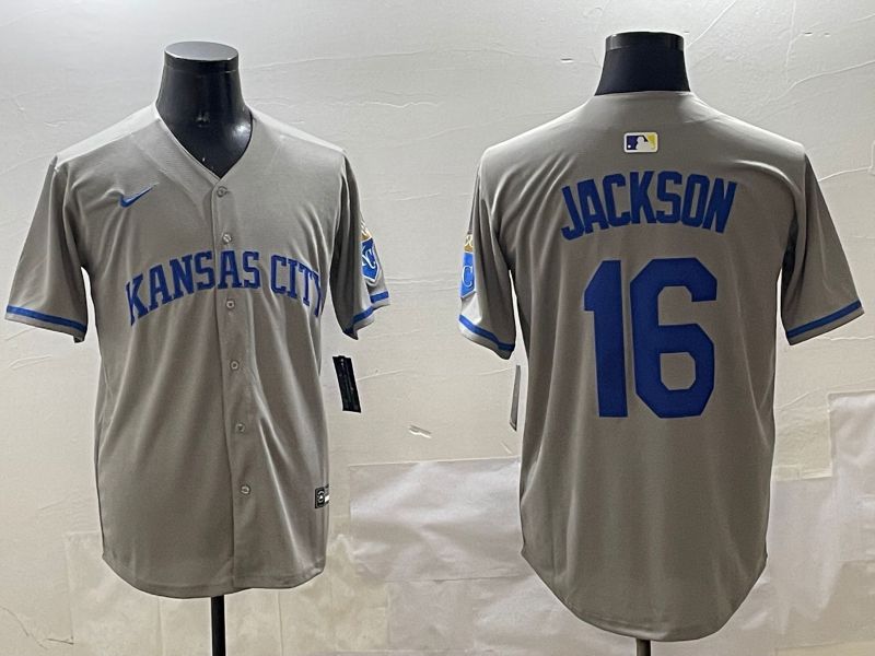 Men Kansas City Royals #16 Jackson Grey Game 2025 Nike MLB Jersey style 316->kansas city royals->MLB Jersey
